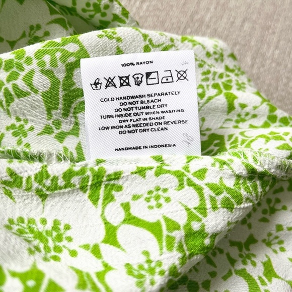 Faithfull the Brand Dress Women’s XS Green White Floral Print Mae Midi Dress - Picture 6 of 8